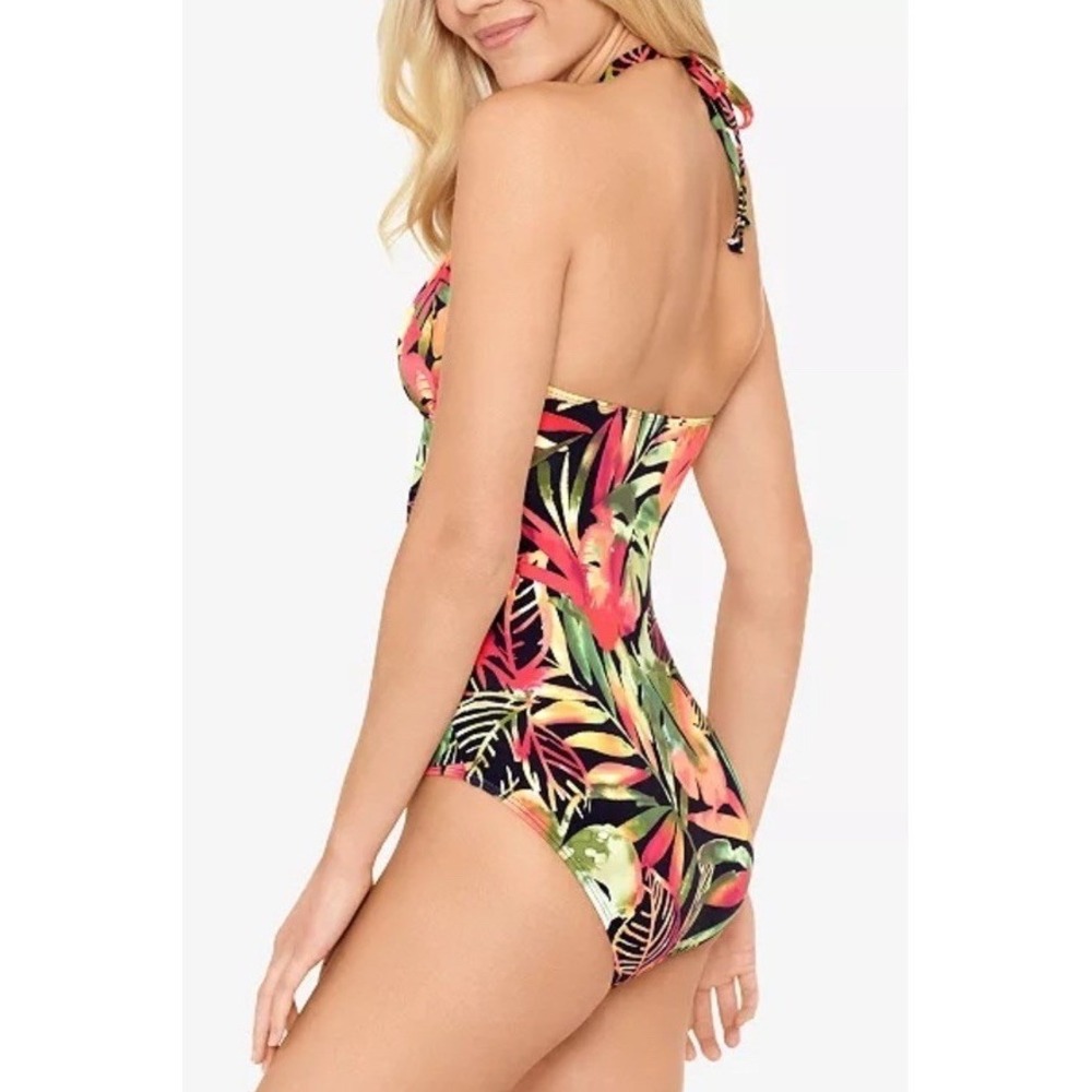 Lauren Ralph Lauren Tropical Floral Halter One Piece Swimsuit Womens Size 12 - Picture 3 of 6